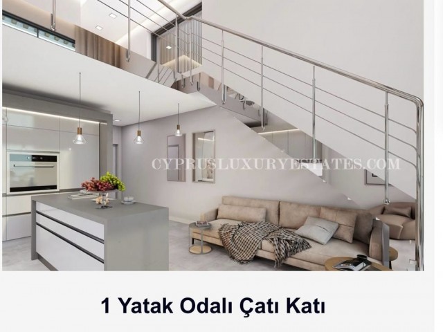  KIBRIS KUCUKERENKOY'DE  LUXURYOASİS 1+1 DUBLEX PENTHOUSE DAİRE ORTAK HAVUZLU