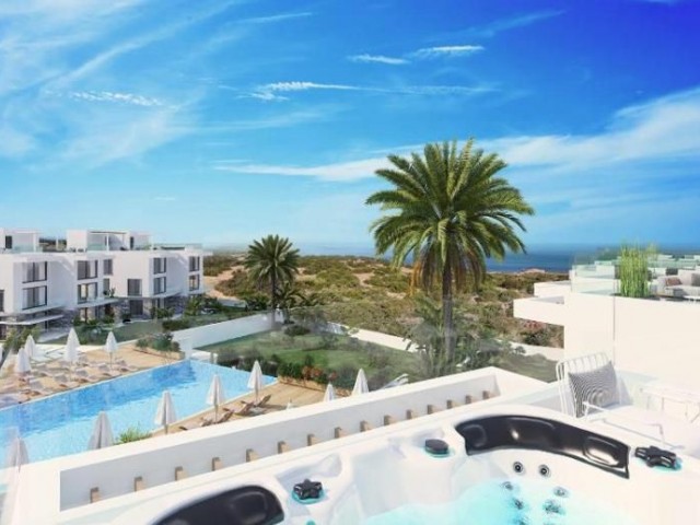 200 METERS TO THE SEA IN CYPRUS TATLİSU LUXURYSALOS 1+1 DUPLEX PENTHOUSE FLAT WITH SHARED POOL