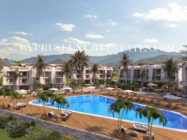 ZYPERN TATLİSU MARINA 1+1 DUPLEX-PENTHOUSE MIT GEMEINSAMEN POOL 200 METER ZUM MEER