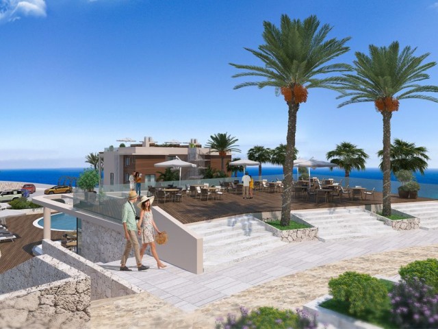 Penthouse-Apartments mit 1 Schlafzimmer direkt am Meer, nur wenige Gehminuten vom Strand in Esentepe, Nordzypern entfernt