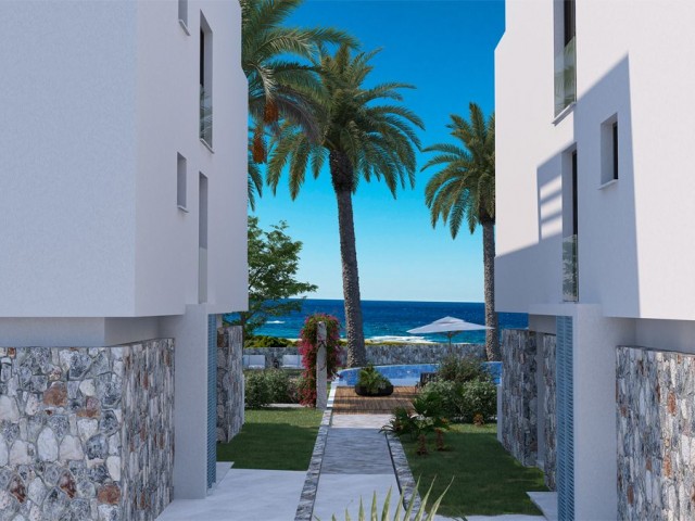 Beachfront properties 3+1 duplex penthouse, with uninterrupted sea and mountain views in Tatlisu, North Cyprus