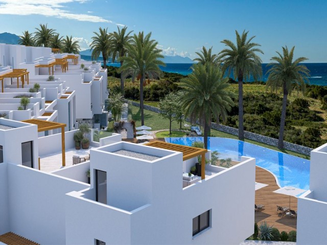 Beachfront properties 3+1 duplex penthouse, with uninterrupted sea and mountain views in Tatlisu, North Cyprus