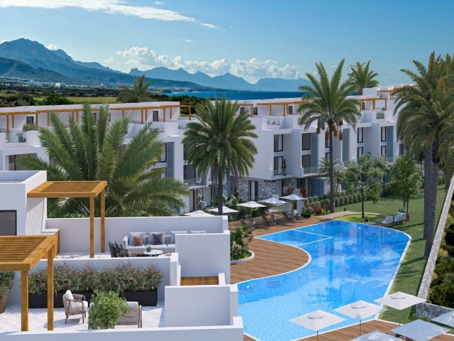 Beachfront properties 2+1 duplex penthouse  with uninterrupted sea and mountain views in Tatlisu, North Cyprus