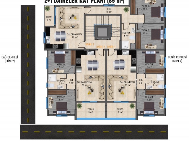 Продажа квартир 2 + 1 в турецком квартале Гирне Меркез ** 