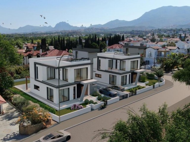 Kıbrıs Girne Çatalköy Müstakil Yüzme Havuzlu Modern Satılık 4+1 Villalar