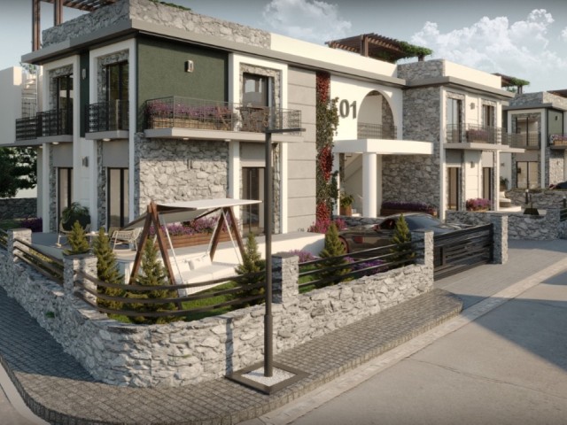 Zypern Kyrenia Chatalköy Villa 3+1 Terrasse und Garten Etage Ultra Luxus Wohnungen zum Verkauf in Komfort ** 