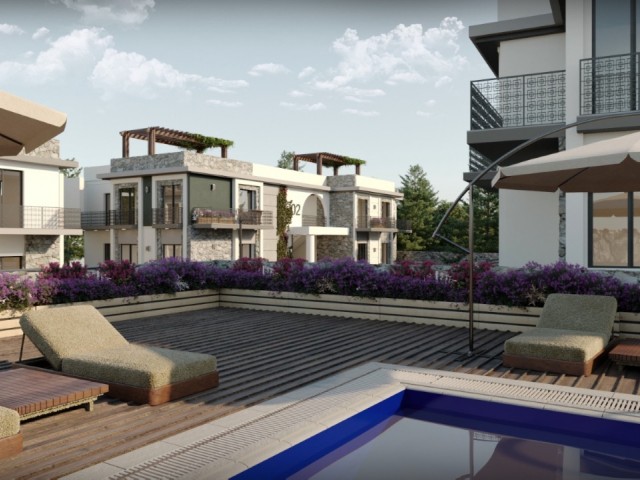 3 + 1 Terrace Floor and Garden Floor Ultra Luxury Apartments for Sale in the Comfort of Kıbrıs Kyrenia Çatalköy Villa ** 