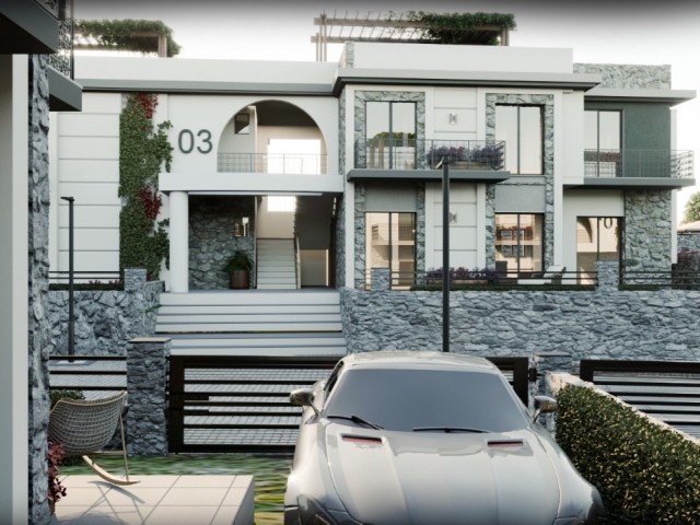 3 + 1 Terrace Floor and Garden Floor Ultra Luxury Apartments for Sale in the Comfort of Kıbrıs Kyrenia Çatalköy Villa ** 