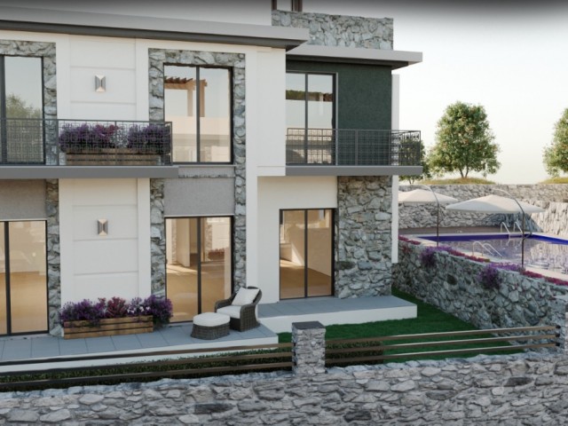 3 + 1 Terrace Floor and Garden Floor Ultra Luxury Apartments for Sale in the Comfort of Kıbrıs Kyrenia Çatalköy Villa ** 