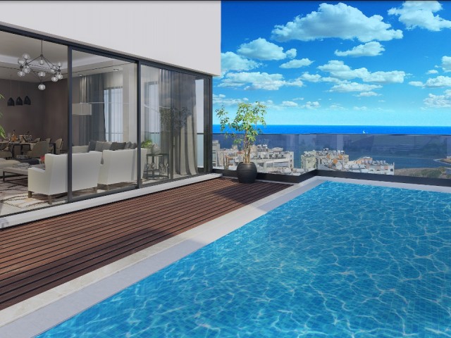 Zypern Kyrenia Center Ultra-Luxus-3+1-Penthouse mit Meerblick zu verkaufen