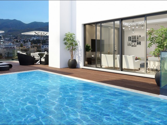 Zypern Kyrenia Center Ultra-Luxus-3+1-Penthouse mit Meerblick zu verkaufen