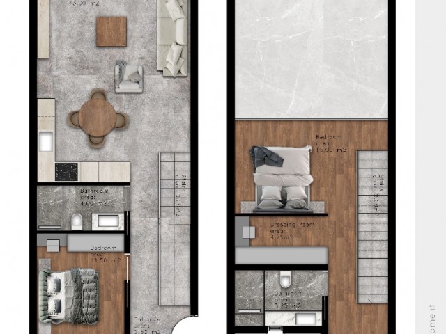 Zypern Kyrenia Esentepe Luxus 2+1 Loft-Wohnung zu verkaufen