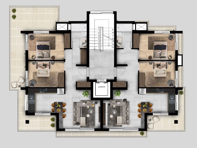 2+1 Residence Apartments for Sale in Kyrenia Center, Cyprus ** 