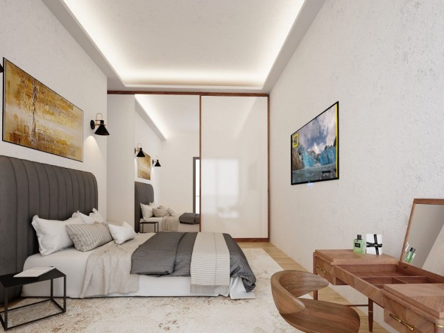 3+1 LUXUS-WOHNUNG ZUM VERKAUF MIT HERRLICHEM BERG-UND MEERBLICK, ÜBERDACHTER PARKPLATZ UND GEWERBEGENEHMIGUNG AUF ZYPERN KYRENIA BELLAPAIS STRAßE ** 