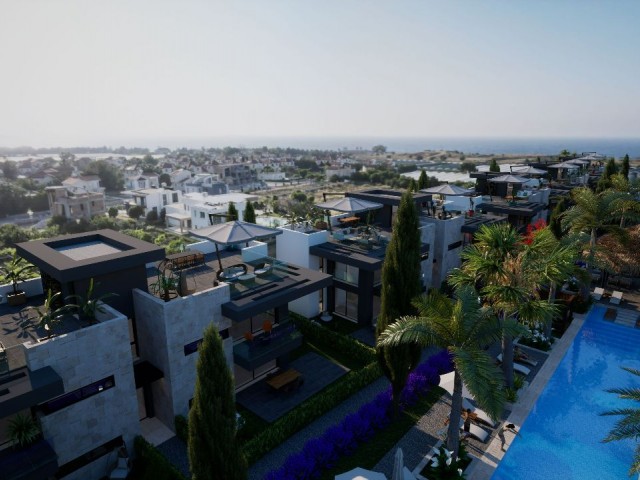 2+1 WOHNUNG ZU VERKAUFEN MIT BERG- UND MEERBLICK, 100 METER VOM MEER ENTFERNT, MIT PRIVATEM GARTEN UND TERRASSE IN ALSANCAK, ZYPERN.