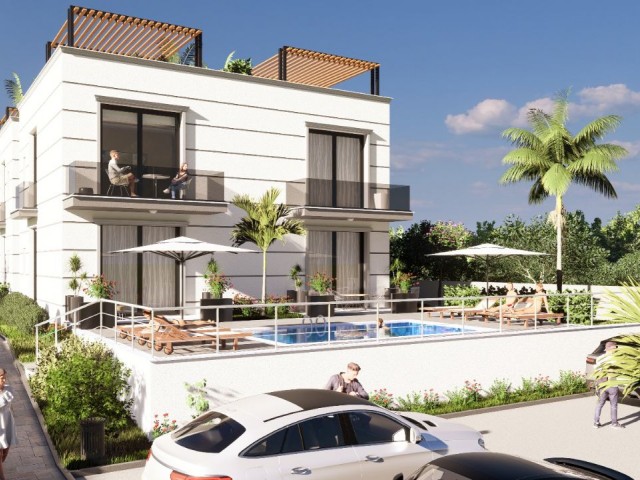 1+1 FLATS FOR SALE IN CYPRUS GIRNE ÇATALKÖY REGION WITH GARDEN FLOOR AND TERRACE OPTIONS AND SHARED 