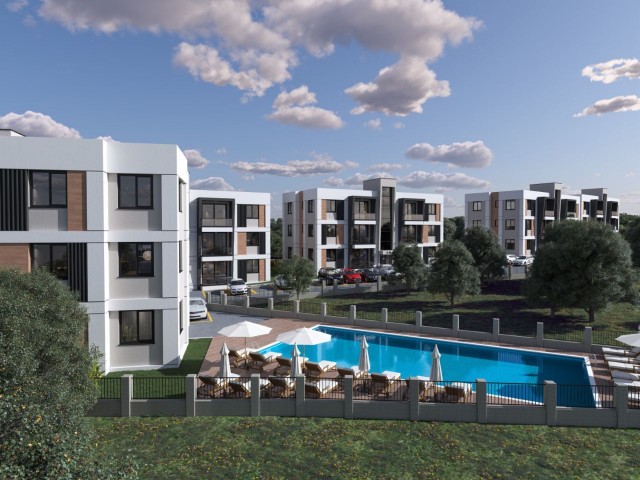 1+1 FLATS FOR SALE IN A SITE WITH MOUNTAIN AND SEA VIEWS AND POOL IN CYPRUS GIRNE LAPTA REGION