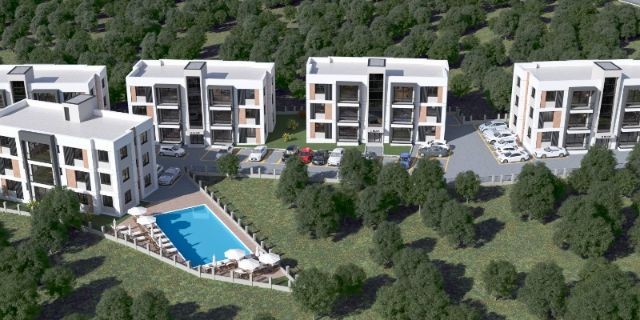 1+1 FLATS FOR SALE IN A SITE WITH MOUNTAIN AND SEA VIEWS AND POOL IN CYPRUS GIRNE LAPTA REGION