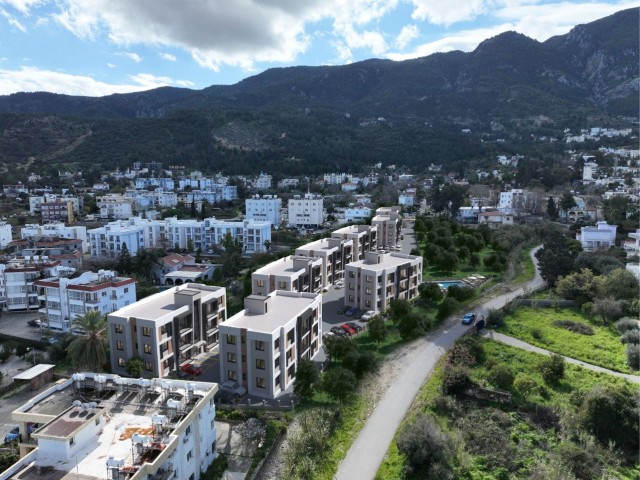 1+1 WOHNUNGEN ZUM VERKAUF AUF EINEM GRUNDSTÜCK MIT BERG- UND MEERBLICK UND POOL IN DER REGION GIRNE LAPTA ZYPERN