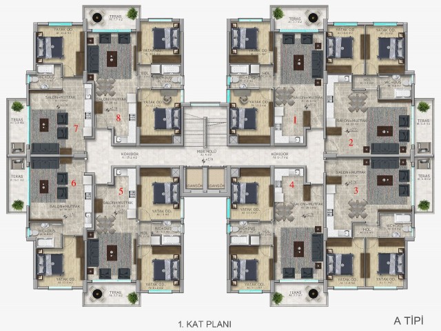 GİRNE MERKEZDE LÜKS DAİRELER