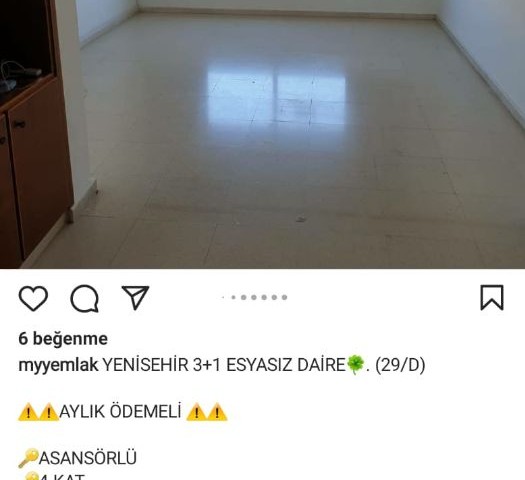 YENİŞEHİR'DE 2500 TL'YE AYLIK ÖDEMELİ 3+1 EŞYASIZ KİRALIK OFİS