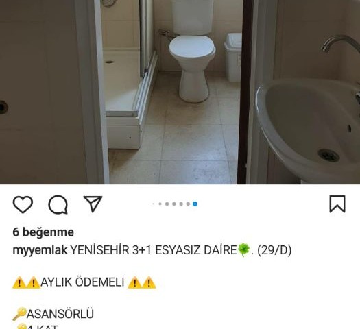 YENİŞEHİR'DE 2500 TL'YE AYLIK ÖDEMELİ 3+1 EŞYASIZ KİRALIK OFİS