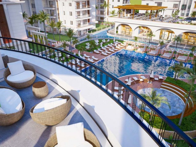 1+1-Apartment in einem Komplex mit Pool in Iskele, Long Beach