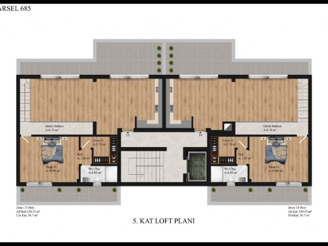 Girne Merkezde Satılık 3+1 Loft Daire