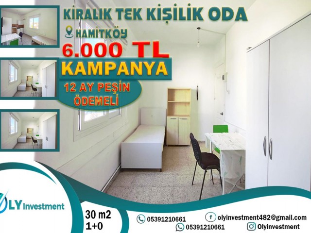 KİRALIK TEK KİŞİLİK ODA HAMİTKÖY/LEFKOŞA/K.K.T.C. (KAMPANYA FİYATIMIZ : 6.000 TL)