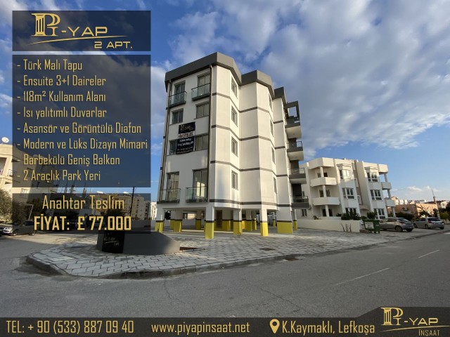 3+1 New Luxury Flat, Made in Turkey by Owner (VAT and Transformer Contribution Paid) ** 