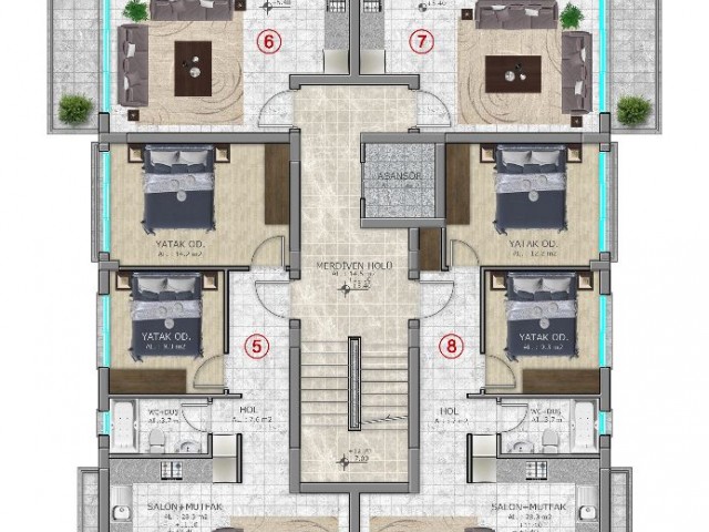 GİRNE MERKEZDE SATILIK HAZIR 1+1/2+1 DAİRELER 