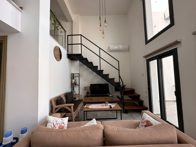 FULLY FURNISHED 2+1 LOFT FLAT FOR SALE IN A SITE WITH SHARED POOL IN GİRNE/ALSANCAK