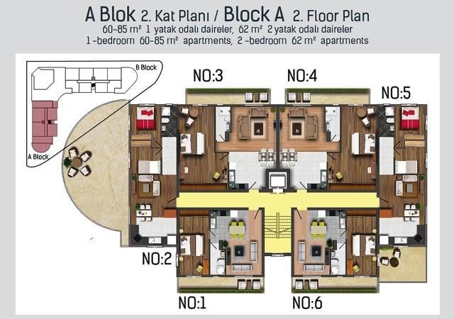 1+1 and 2+1 apartments for sale in Magosa ** 