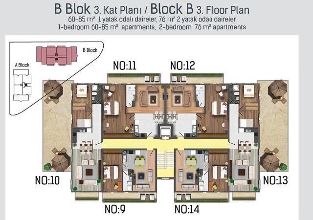 1+1 and 2+1 apartments for sale in Magosa ** 