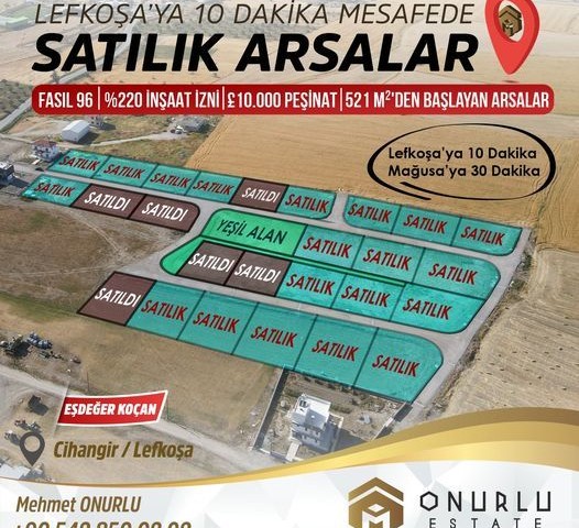 LEFKOŞA'YA 10 DAKİKA MESAFEDE SATILIK ARSALAR