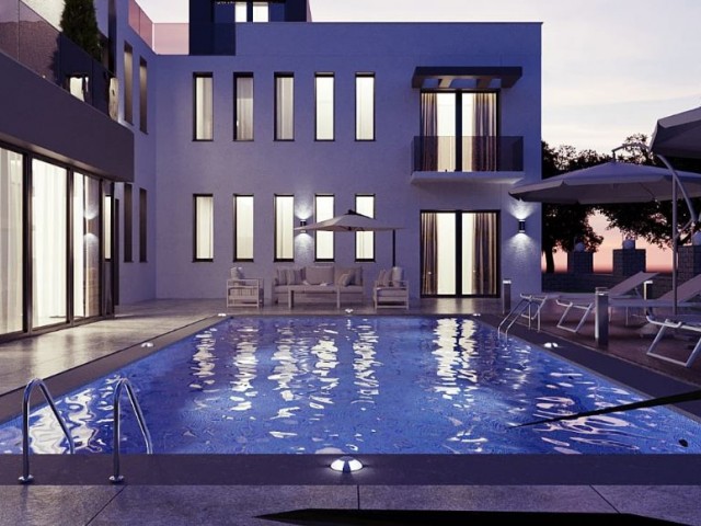 Проект роскошной виллы 4+1 с собственной ванной комнатой и бассейном в Каршияке, Кирения