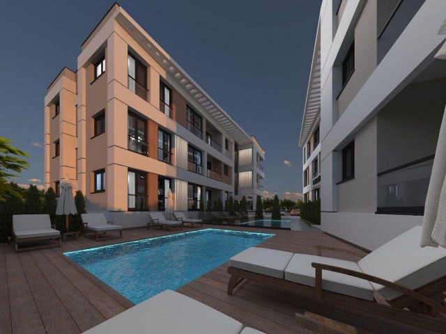 Kyrenia - Lapta, 2+1 flat for sale. 50% down payment, complex with pool. We speak Turkish, English a