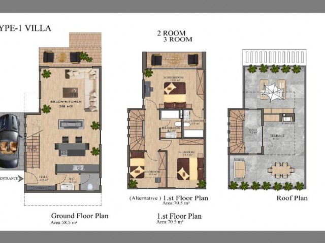 Girne - Lapta, Super Villa 3+1, 30% down payment, 24 monthly installments.