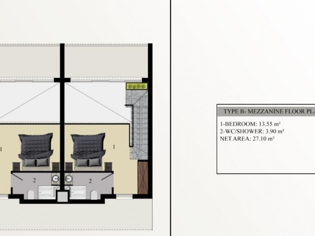 GIRNE - KARSIYAKA FLAT FOR SALE 0+1, 40% down payment, total £46.500