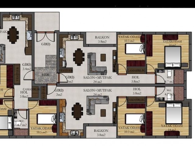 Kyrenia - Alsancak, neue Wohnung zu verkaufen 2+1, neben dem Camelot Beach