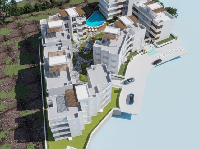 1+1 flat for sale in a new luxury complex with underground parking and swimming pool in Lapta, Girne. First payment 35%, expiry date 02.2025.