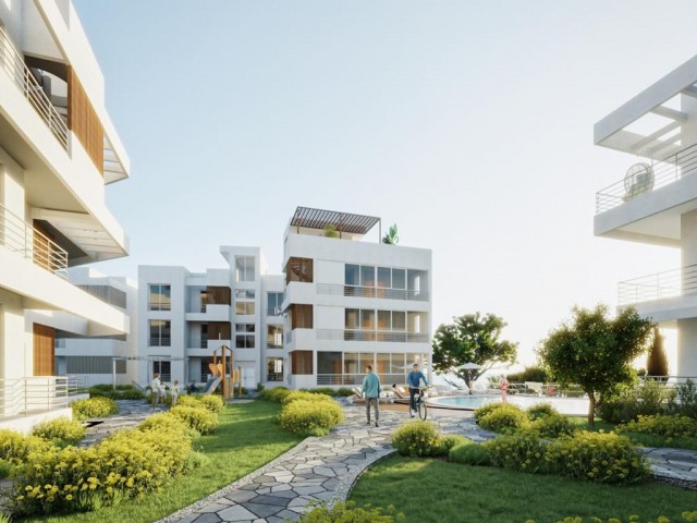 2+1 flat for sale in a new luxury complex with underground car park and pool in Lapta, Girne. First payment 35%, expiry date 02.2025.