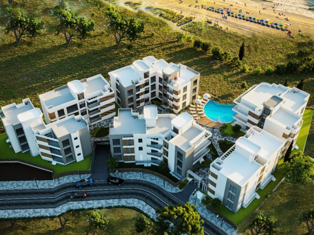 2+1 flat for sale in a new luxury complex with underground car park and pool in Lapta, Girne. First payment 35%, expiry date 02.2025.