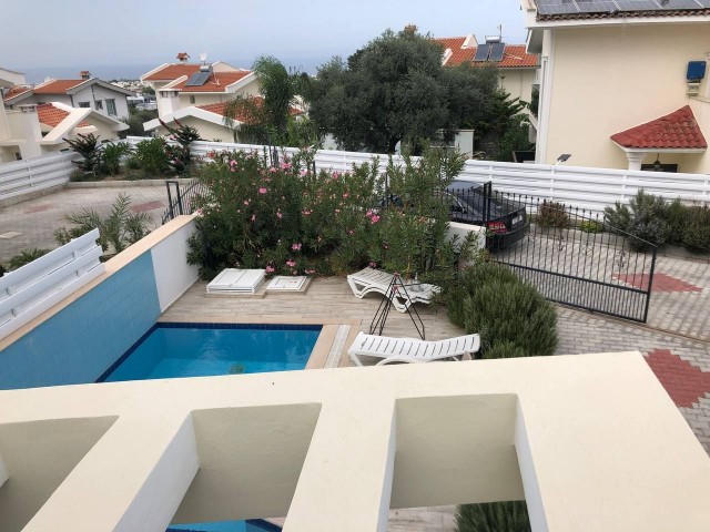 For sale, a 3+1 twin villa in Kyrenia - Alsancak. Fully furnished, with appliances, pool, fireplace, 100 meters to the English school. We speak Turkish, Russian, and English.