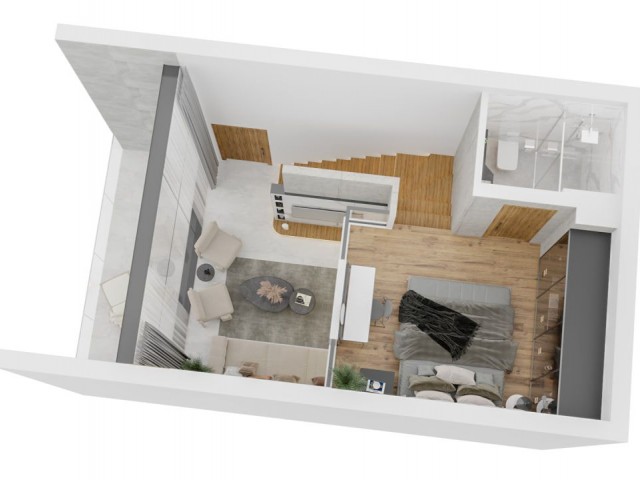 Premium penthouse 1+1 loft flat's project for sale. Esentepe