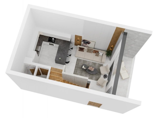 Premium penthouse 1+1 loft flat's project for sale. Esentepe