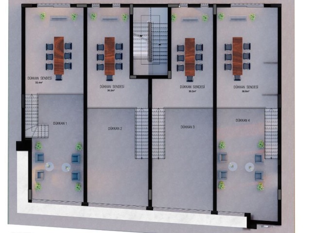 Düken-Loftflächen werden im in Karakum, Kyrenia, errichteten Geschäftszentrum zum Verkauf angeboten.