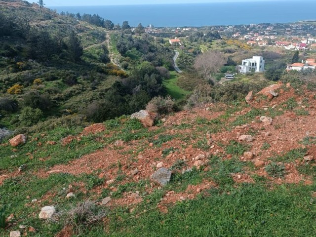 Türkisches Maiskolbenland zum Verkauf in Kyrenia Karsiyaka mit herrlichem Blick auf die Berge und das Meer / 90° Zoneneinteilung offen