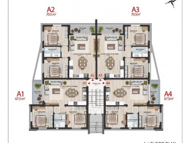 Kyrenia – Alsancak. 2+1 Wohnung im Erdgeschoss zu verkaufen. Vom Eigentümer!!!