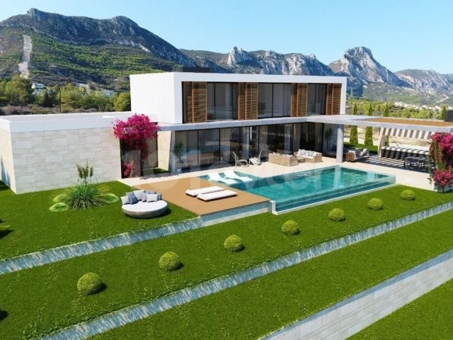 Newly completed 3+1 villas with large gardens for sale in Kyrenia Zeytinlk.